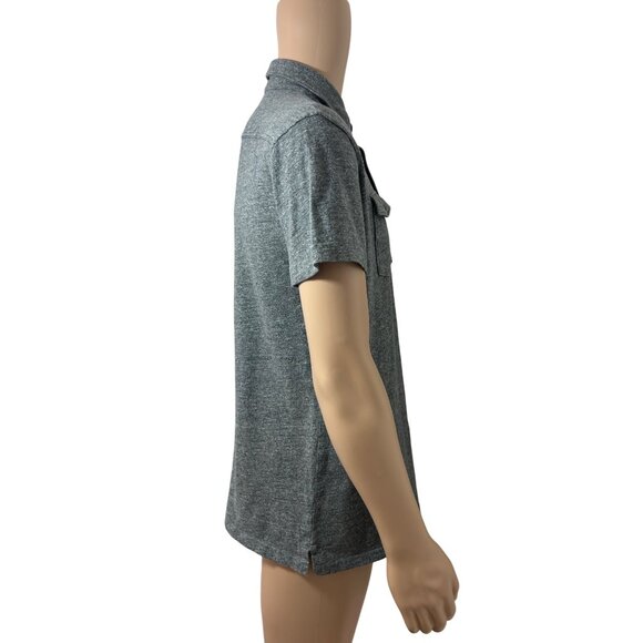 Gap Men’s Polo Shirt Grey L Short Sleeve Cotton 3-Button Chest Pockets Stretchy - Picture 4 of 11
